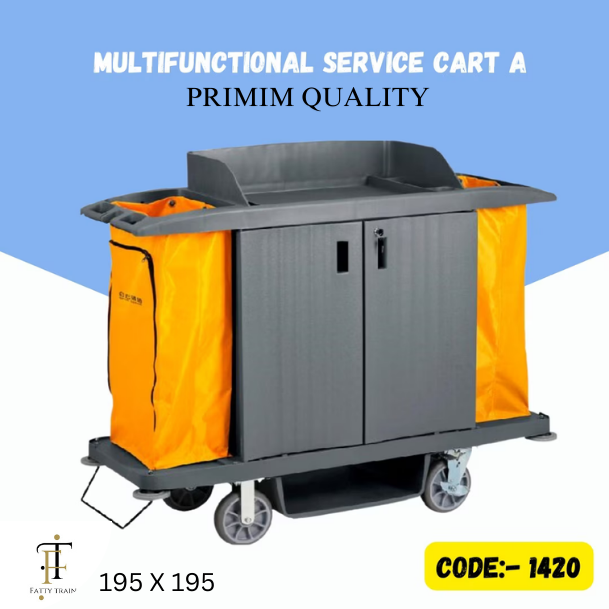 Heavy Duty Large Multi function Housekeeping Service Cart, 50 Kg Load Capacity