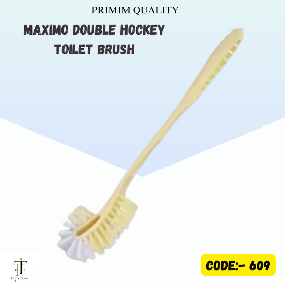 maximo Double Hockey Toilet Brush, Nylon Bristles, 12-inch Handle